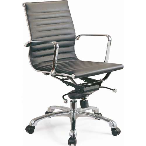 Comfy Low Back Office Chair in Black Leatherette